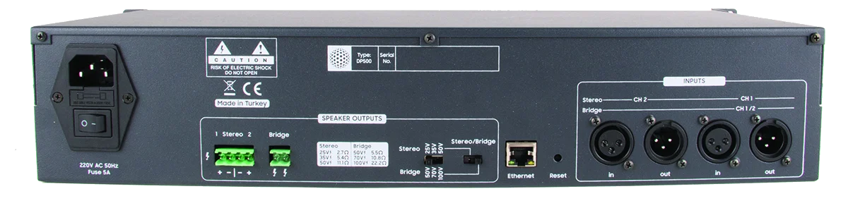 Mikafon DP500 Power Amplifikatör 2x300W/100V | Yönetilebilir Network IP