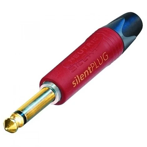Neutrik NP2X-AU-SILENT Mono 6.3mm. Civi Jack, Kırmızı Renk, Gold Plated