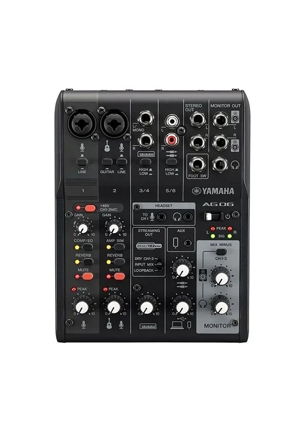 Yamaha AG06MK2 B 6 Kanallı Canlı Yayın Mikseri ve USB Ses Kartı, Siyah