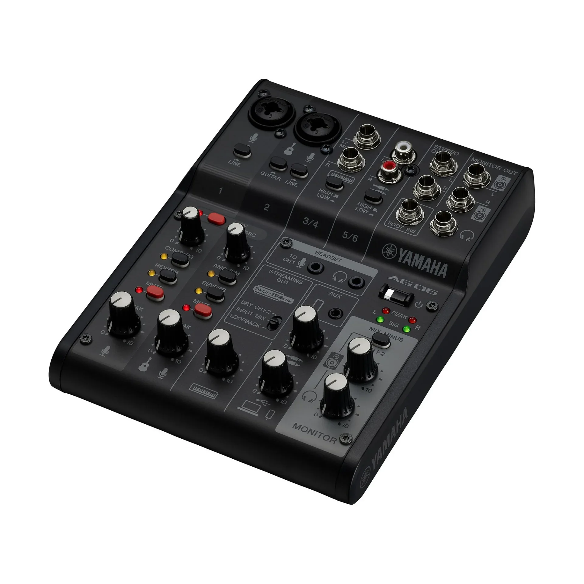 Yamaha AG06MK2 B 6 Kanallı Canlı Yayın Mikseri ve USB Ses Kartı, Siyah