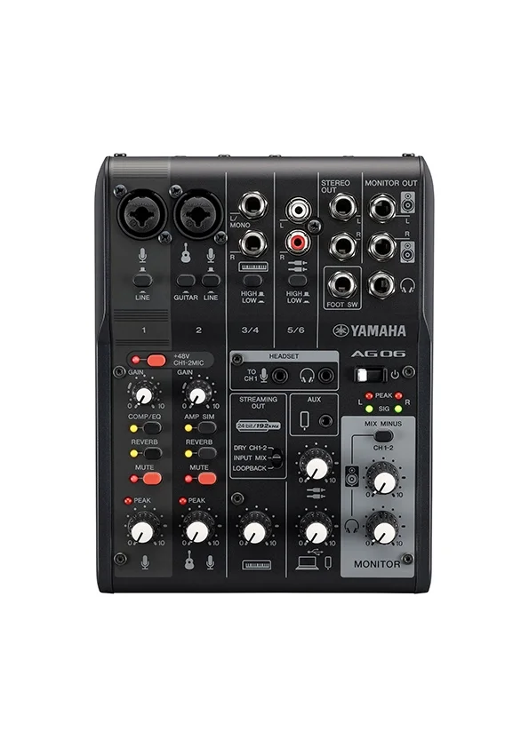 Yamaha AG06MK2 B 6 Kanallı Canlı Yayın Mikseri ve USB Ses Kartı, Siyah