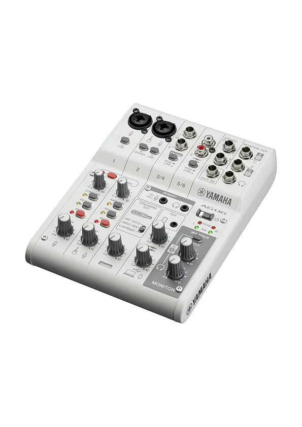 Yamaha AG06MK2 W 6 Kanallı Canlı Yayın Mikseri ve USB Ses Kartı, Beyaz