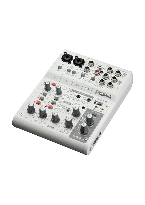 Yamaha AG06MK2 W 6 Kanallı Canlı Yayın Mikseri ve USB Ses Kartı, Beyaz