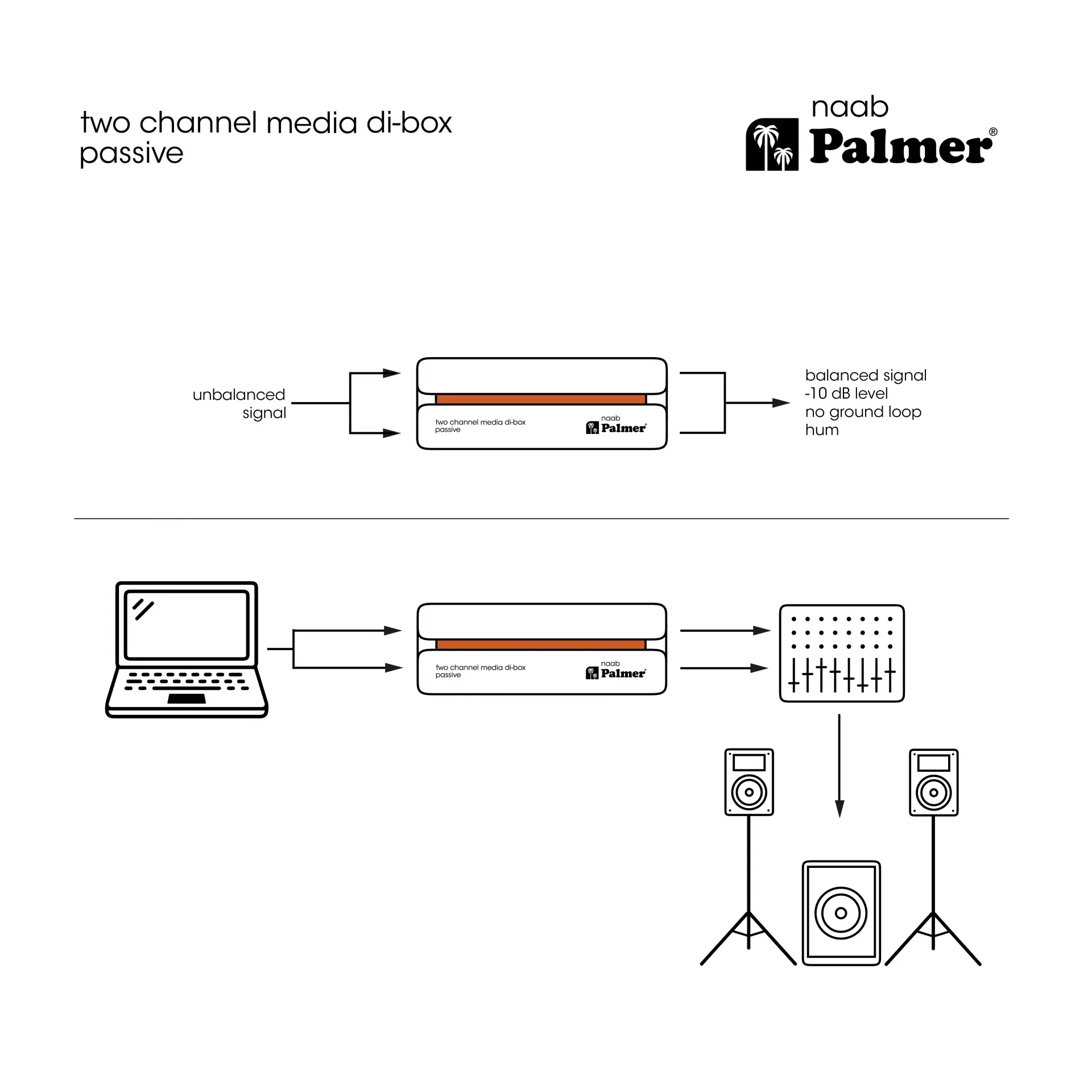 PALMER RIVER NAAB Pasif 2 Kanallı Media Di-Box / Line Isolator