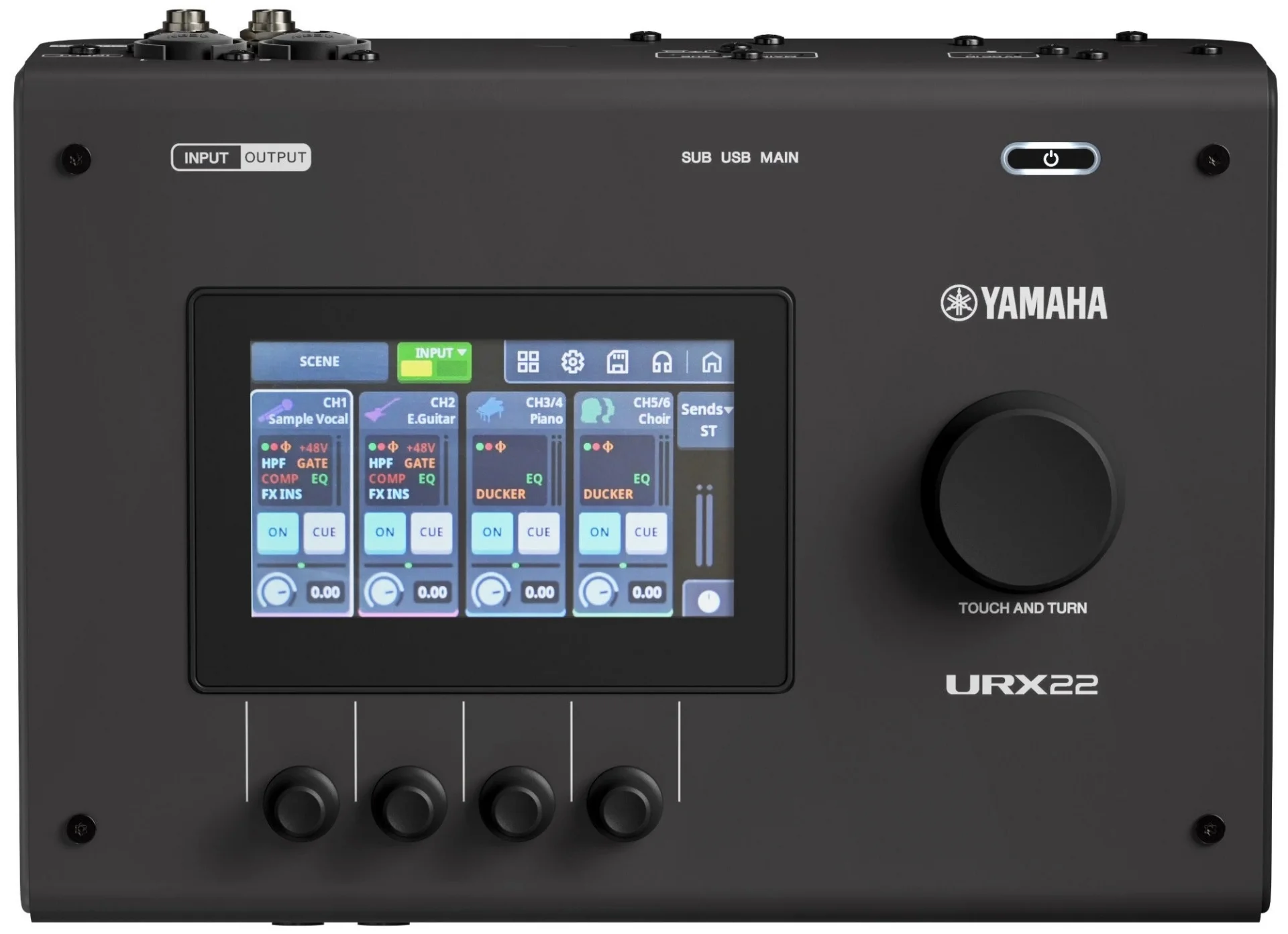 Yamaha URX22 USB Audio Interface with Touchscreen Ses kartı, 4-in/2-out USB-C