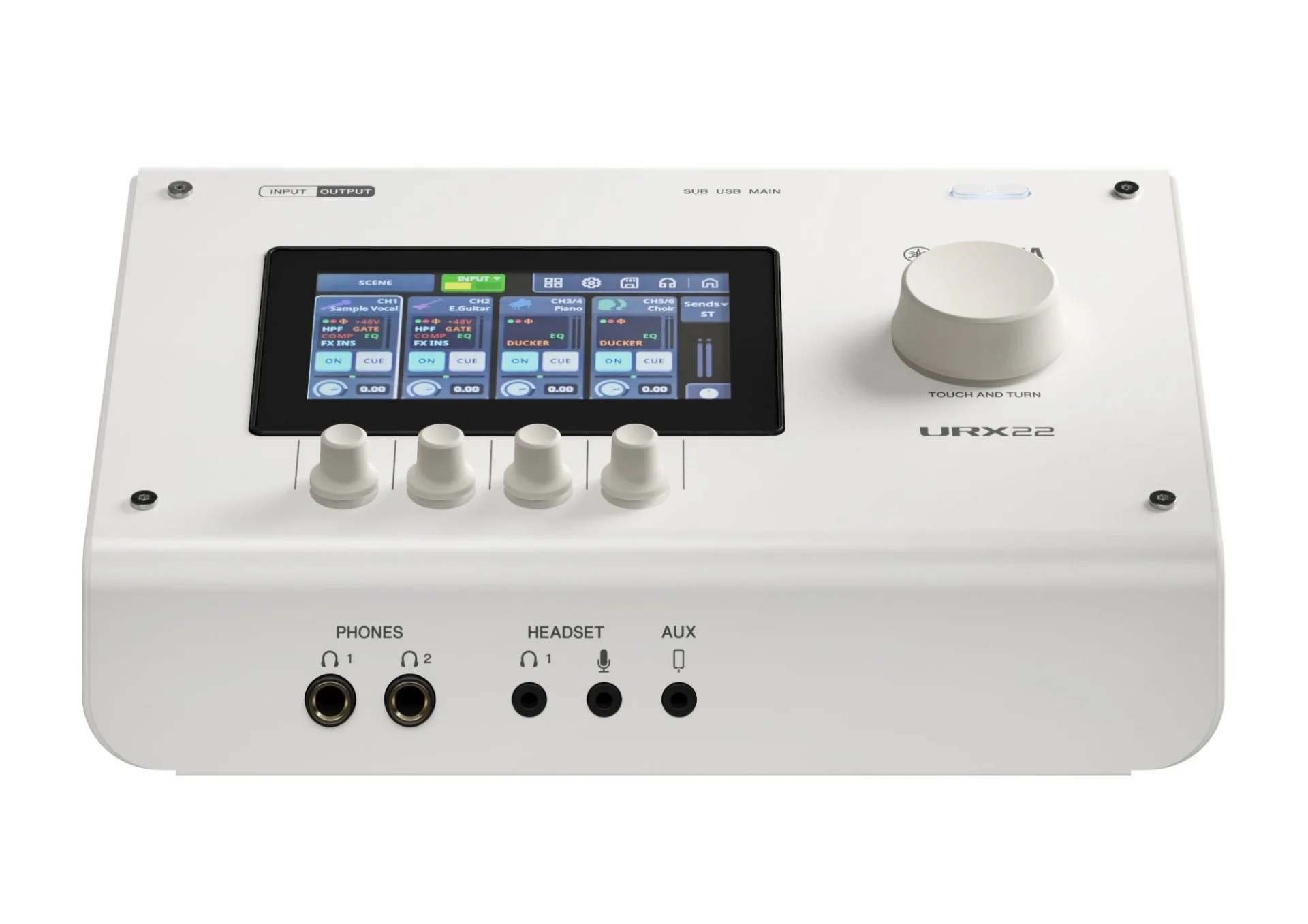 Yamaha URX22-W USB Audio Interface with Touchscreen Ses kartı, 4-in/2-out USB-C