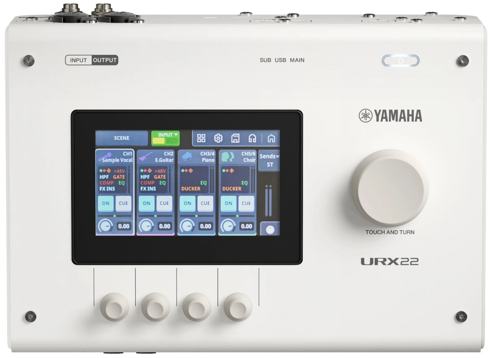Yamaha URX22-W USB Audio Interface with Touchscreen Ses kartı, 4-in/2-out USB-C