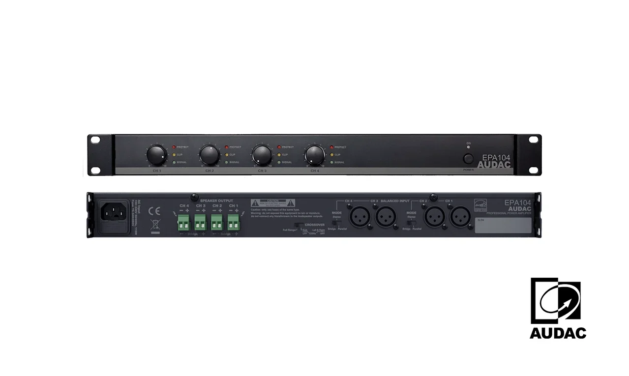 Audac EPA104 Quad Power Amplifikatör 4x100W/4-ohm - crossover