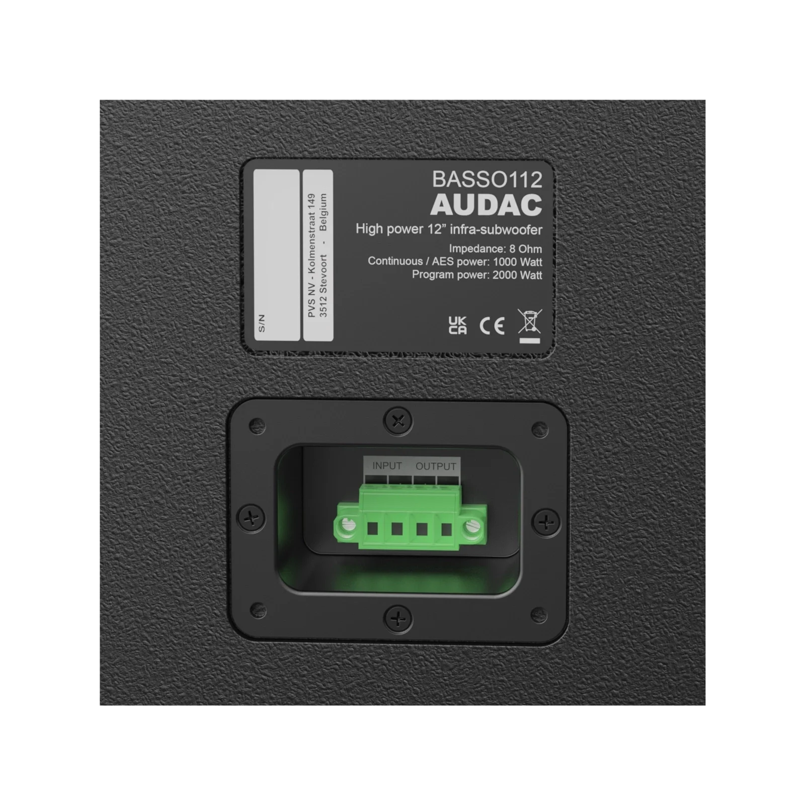 Audac BASSO-112/OB Dış Mekan IP55 12" Pasif Infra-Subwoofer 2000W/prg 124 dB, Siyah