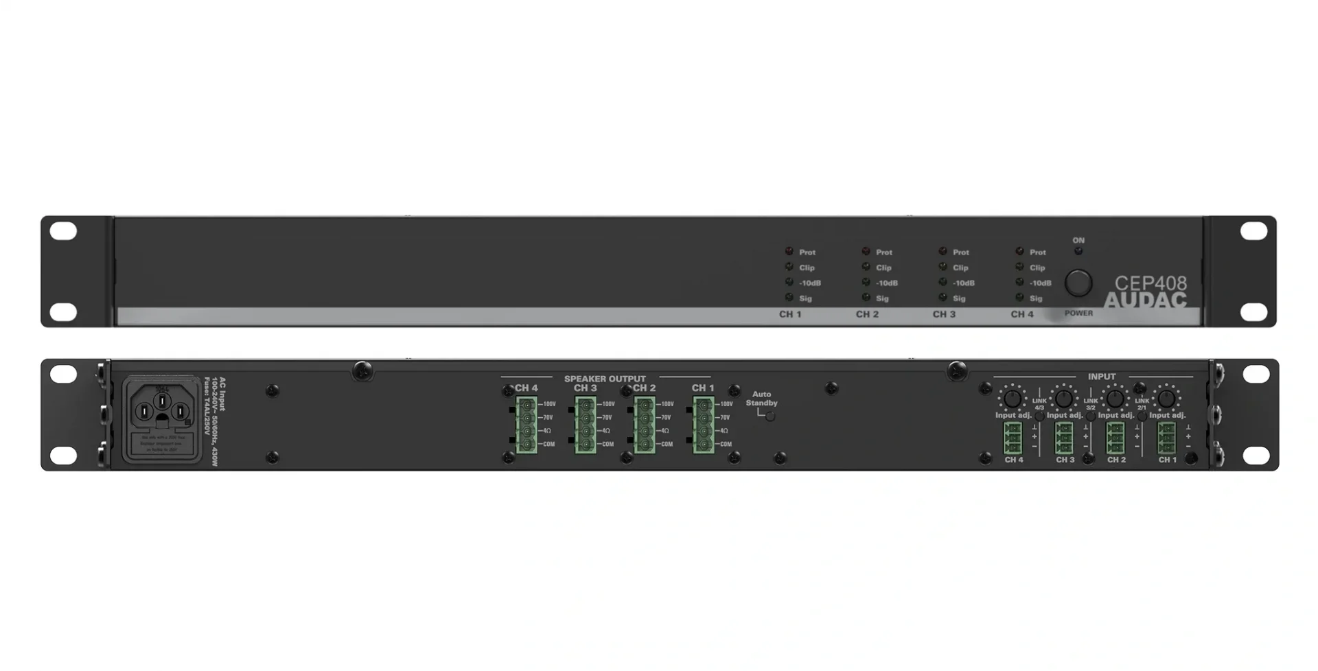 Audac CEP408 Quad Power Amplifikatör 4x80W/100V
