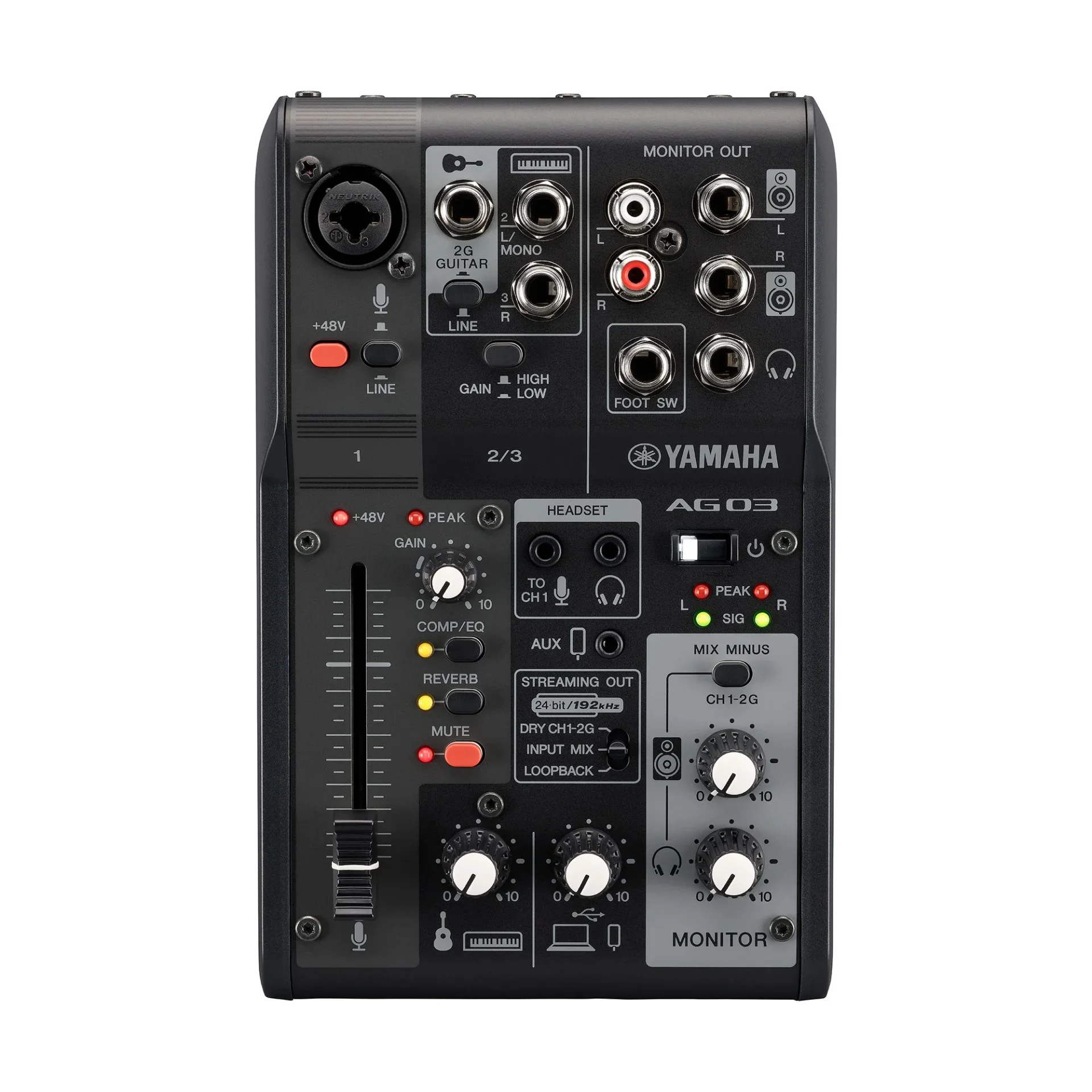 Yamaha AG03MK2 B 3 Kanallı Canlı Yayın Mikseri ve USB Ses Kartı, Siyah