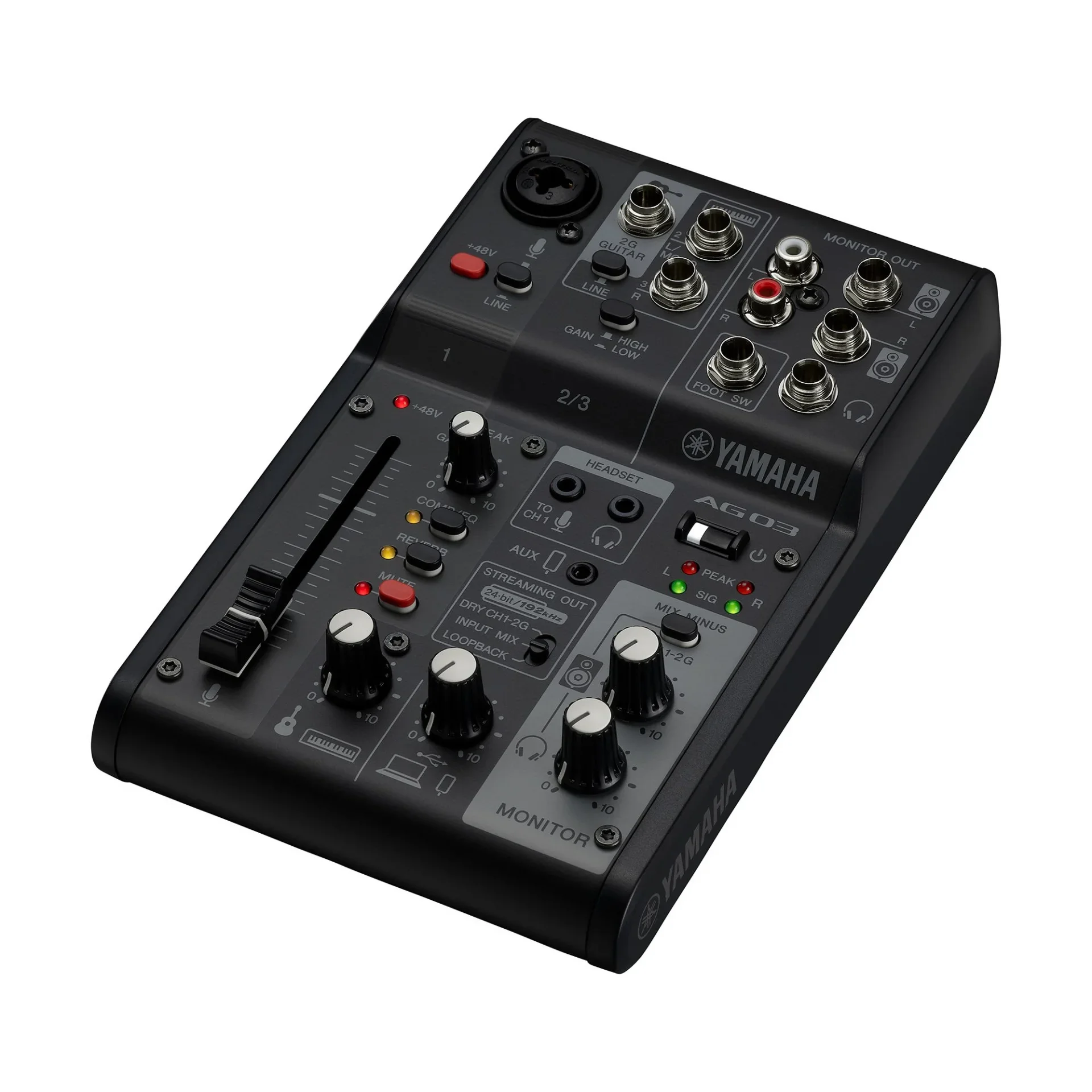Yamaha AG03MK2 B 3 Kanallı Canlı Yayın Mikseri ve USB Ses Kartı, Siyah