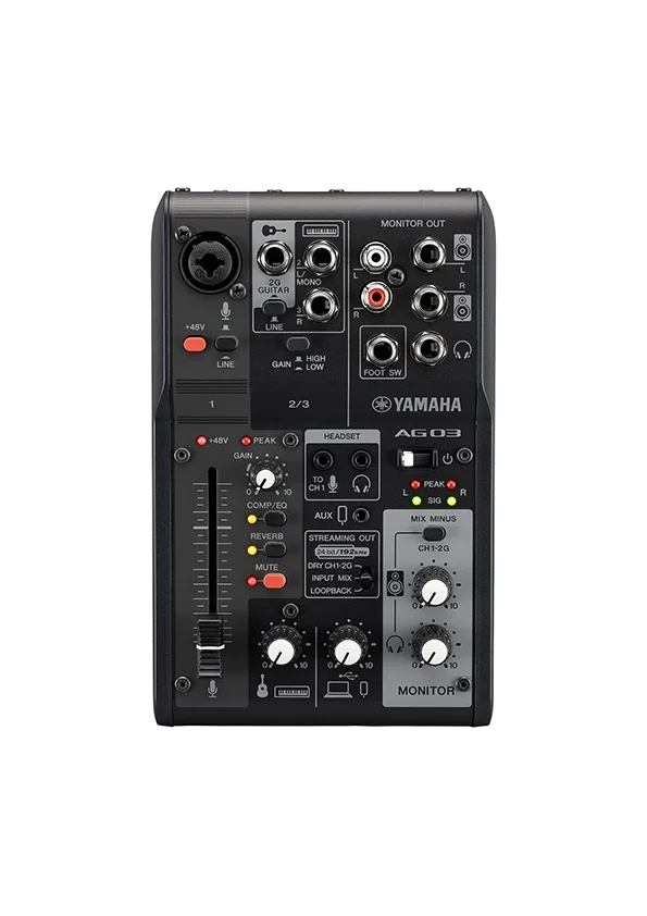 Yamaha AG03MK2 B 3 Kanallı Canlı Yayın Mikseri ve USB Ses Kartı, Siyah