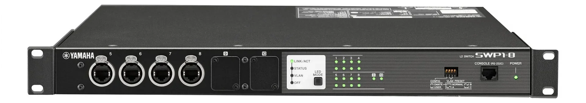 Yamaha SWP1-8 8 Port Gigabit Dante Network Switch, etherCON