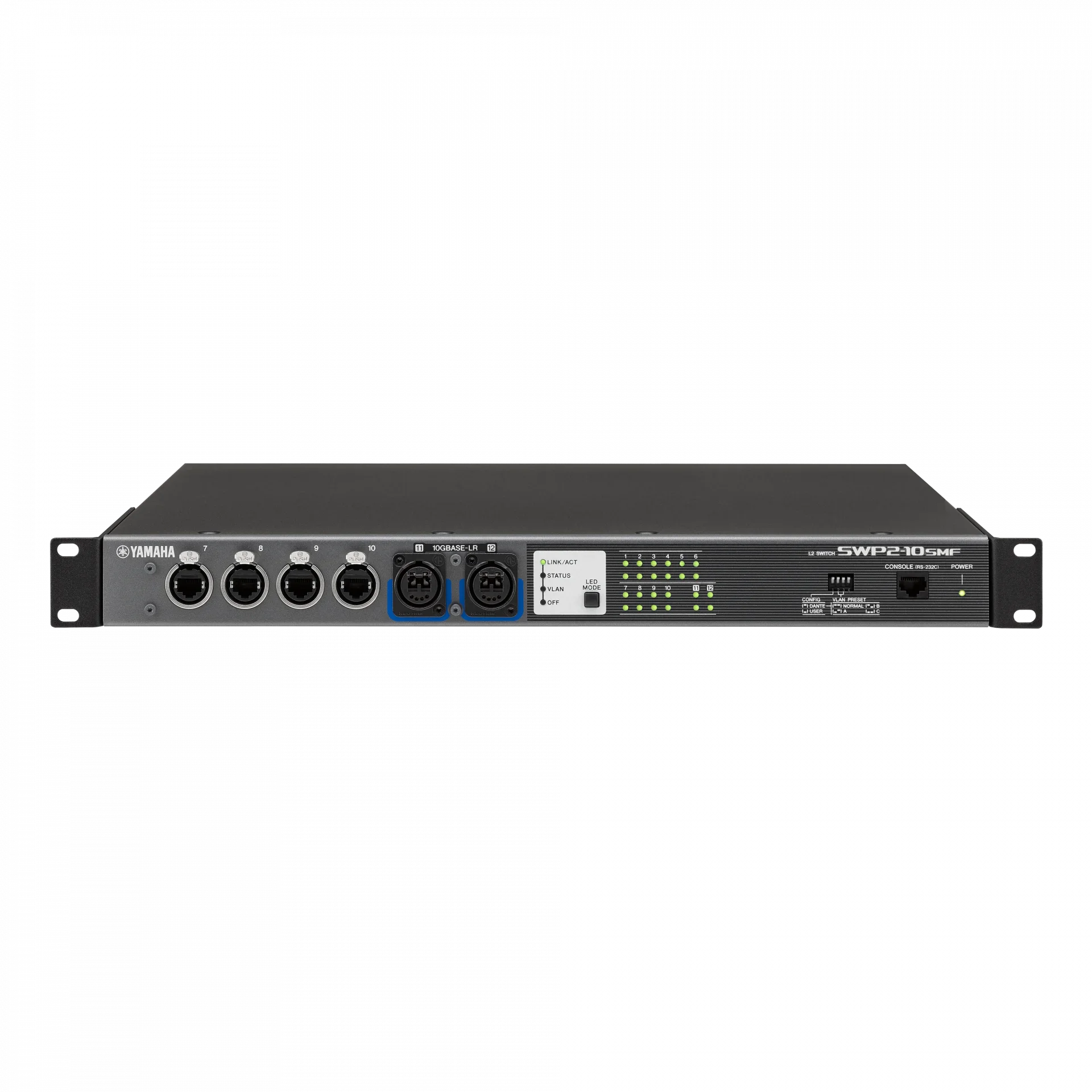 Yamaha SWP2-10SMF 10 Port Dante Network Switch, 10G Single-Mode Fiber