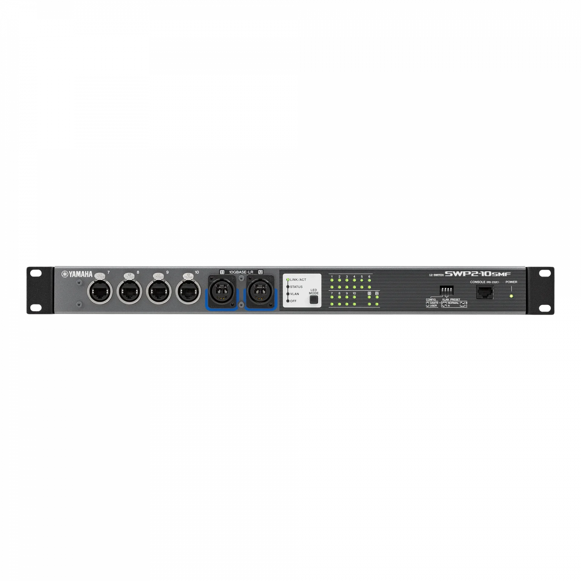 Yamaha SWP2-10SMF 10 Port Dante Network Switch, 10G Single-Mode Fiber