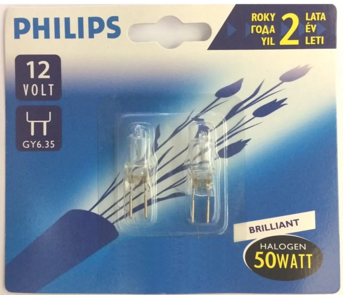 Philips Halojen Kapsül Ampul GY6,35 12V 50W, (2 li set)