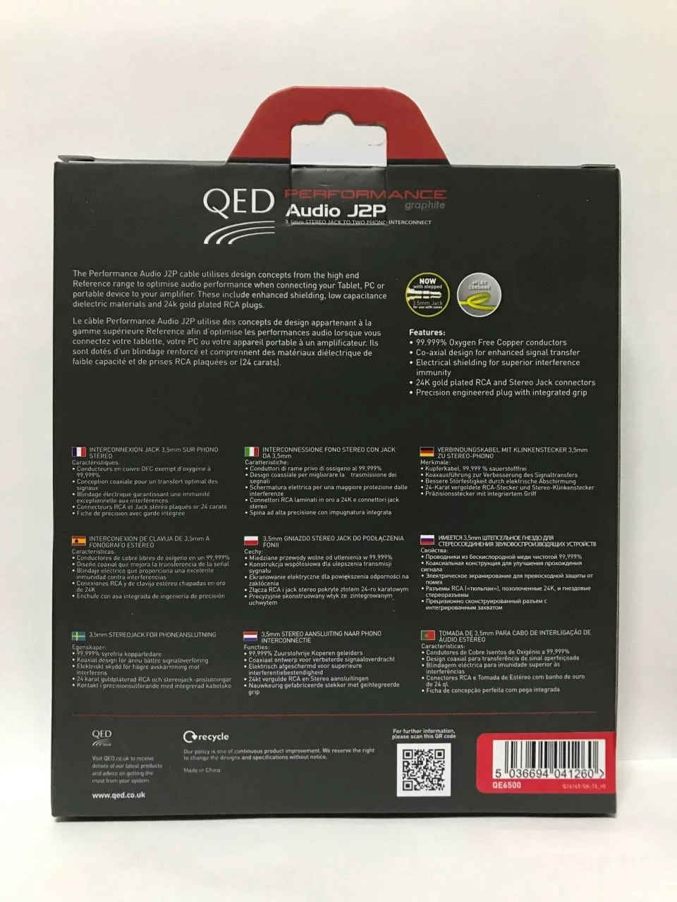 QED QE-6500 Aux Kablosu 2xRCA to 3.5 mm 1.5-metre