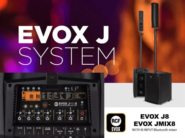 RCF EVOX JMIX8 12" SUB + 8x2 Vertical Array with mixer, APP, 128-dB