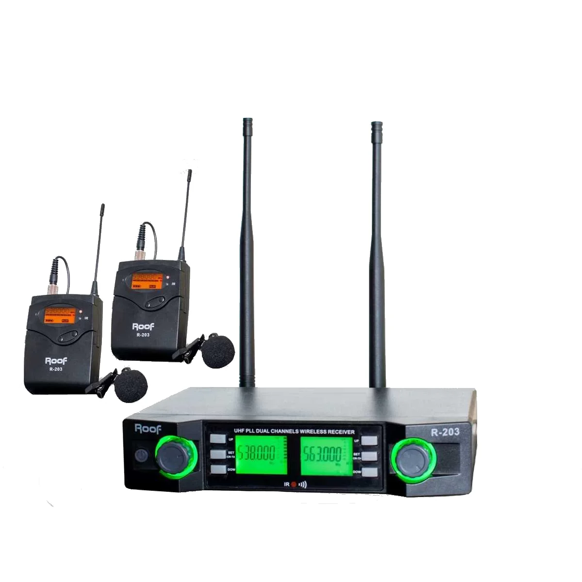 ***stok yok*** ROOF R203-YY Çift Yaka Kablosuz Mikrofon Seti