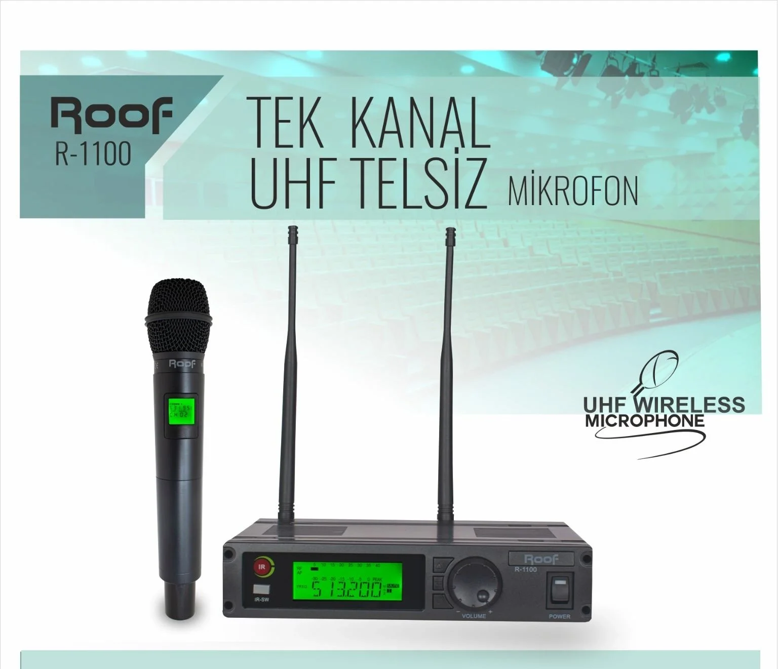 ROOF R-1100 EL tipi Kablosuz Mikrofon Seti, Güncel 5G uyumlu, PRO MODEL