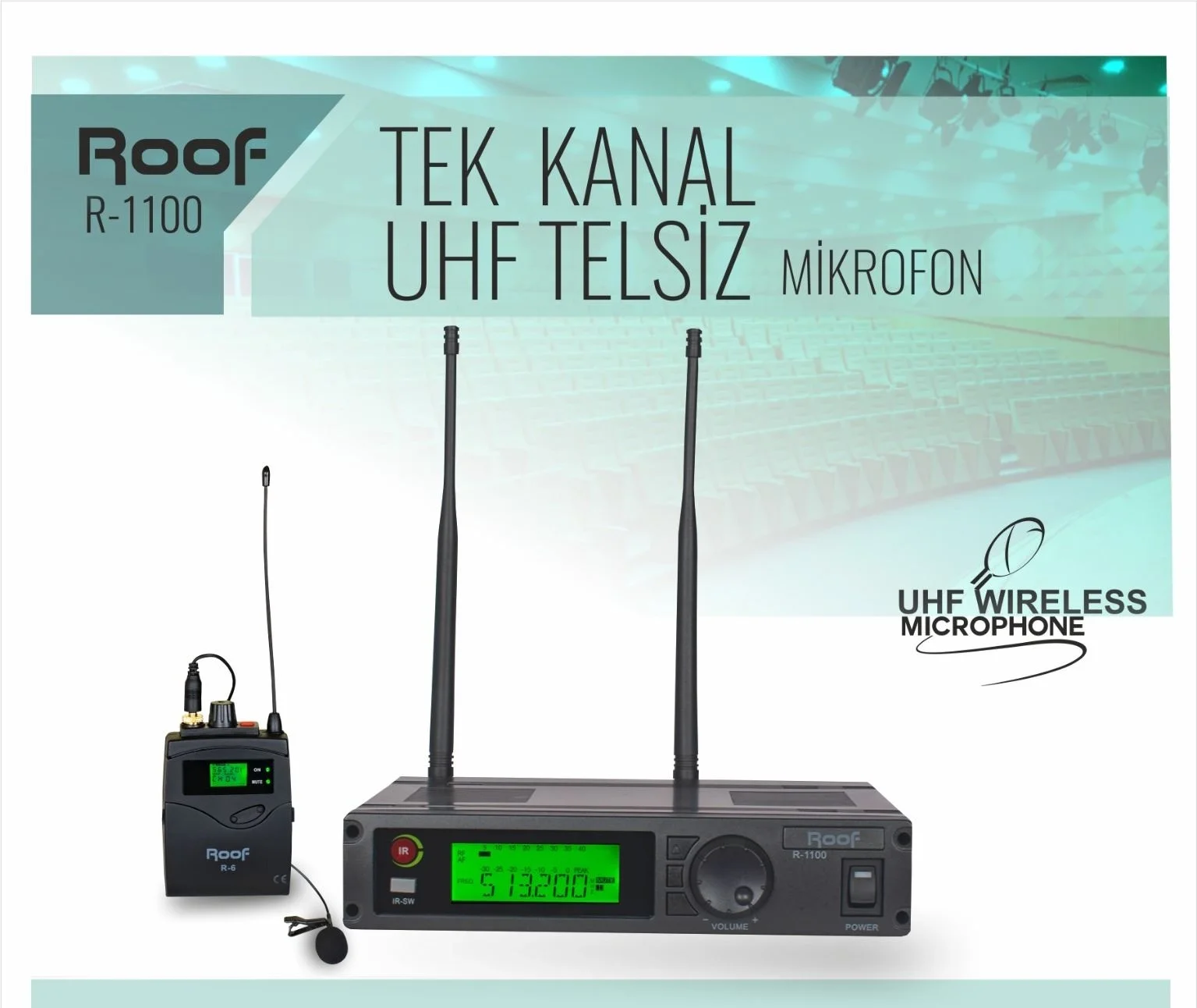ROOF R-1100 Yaka tip Kablosuz Mikrofon Seti, Güncel 5G uyumlu, PRO MODEL