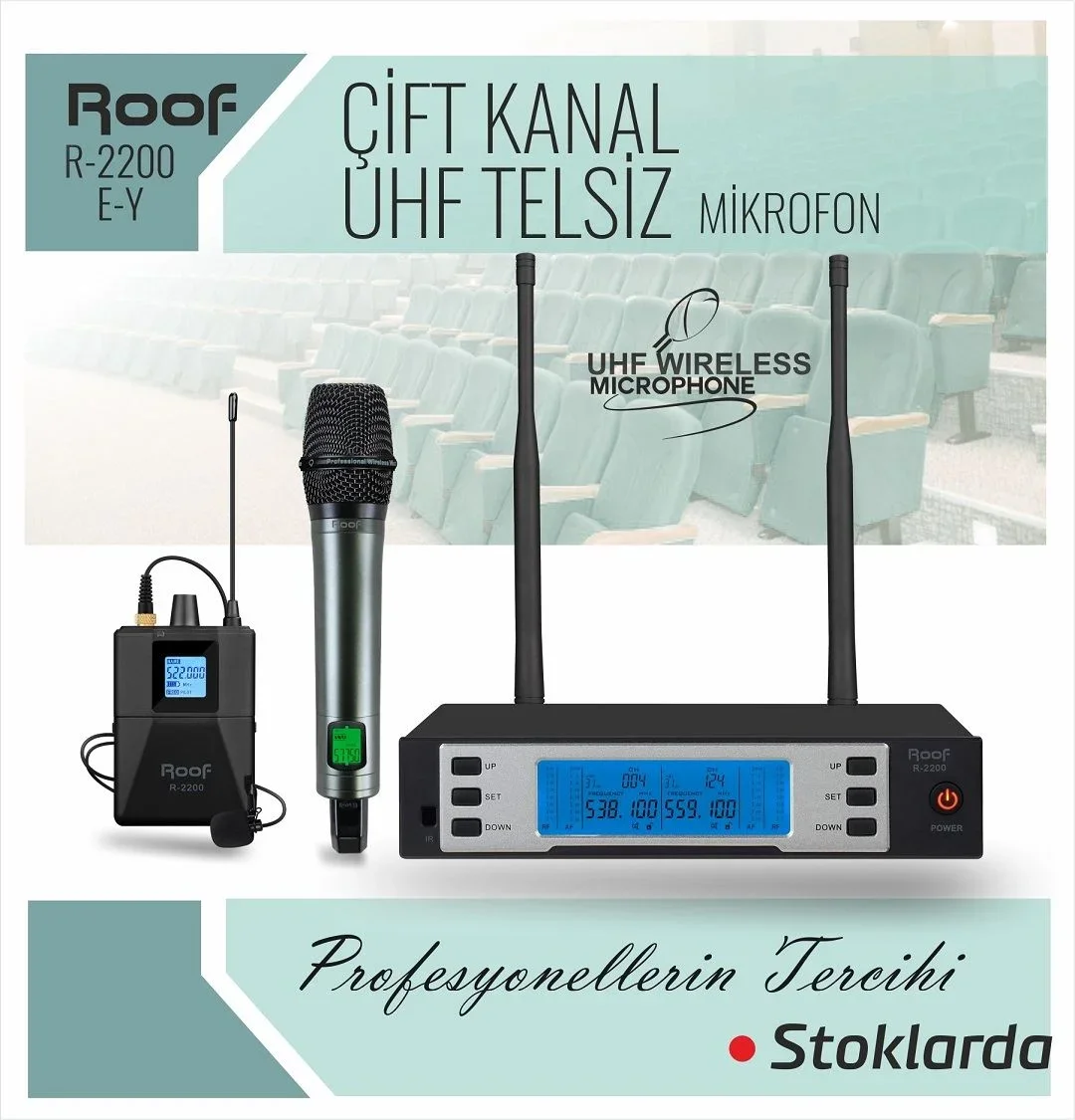 ROOF R-2200 El+Yaka Kablosuz Mikrofon Seti