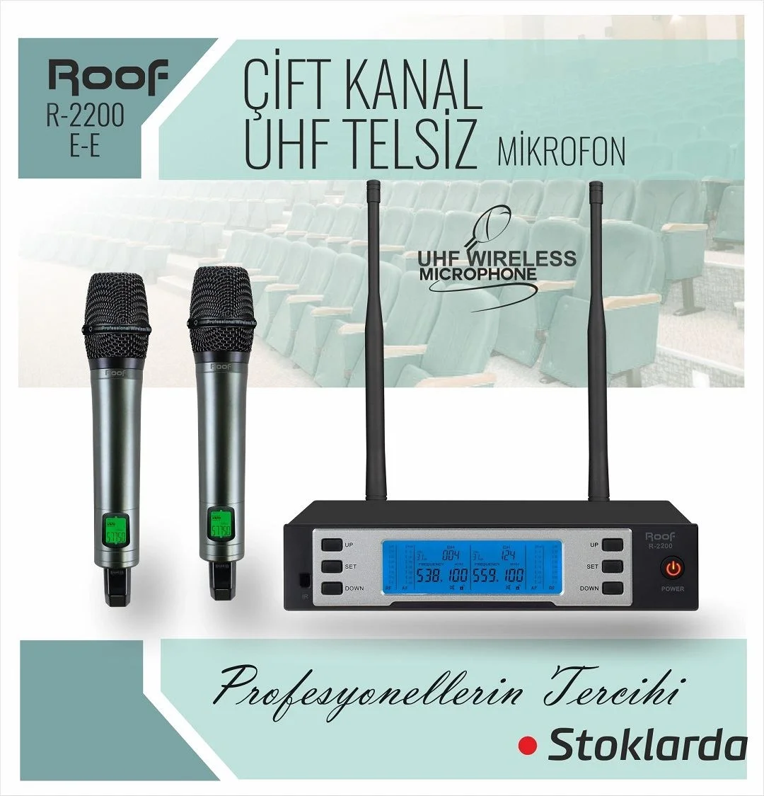 ROOF R-2200 Çift EL Kablosuz Mikrofon Seti