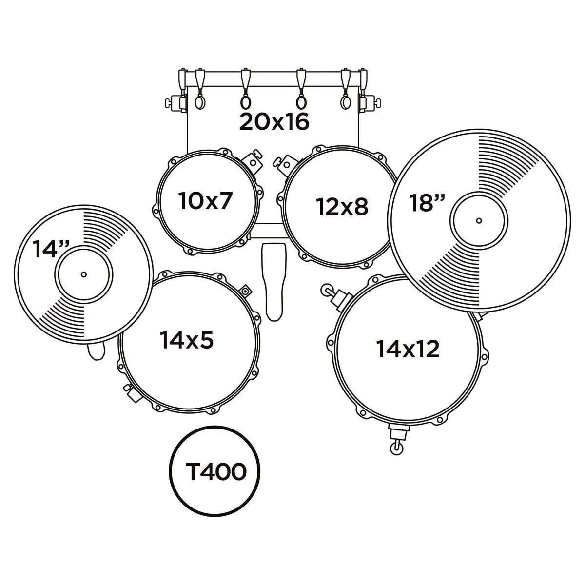 Mapex Venus Akustik Davul 20+10+12+14FT+14S (VE5044FTCVI)