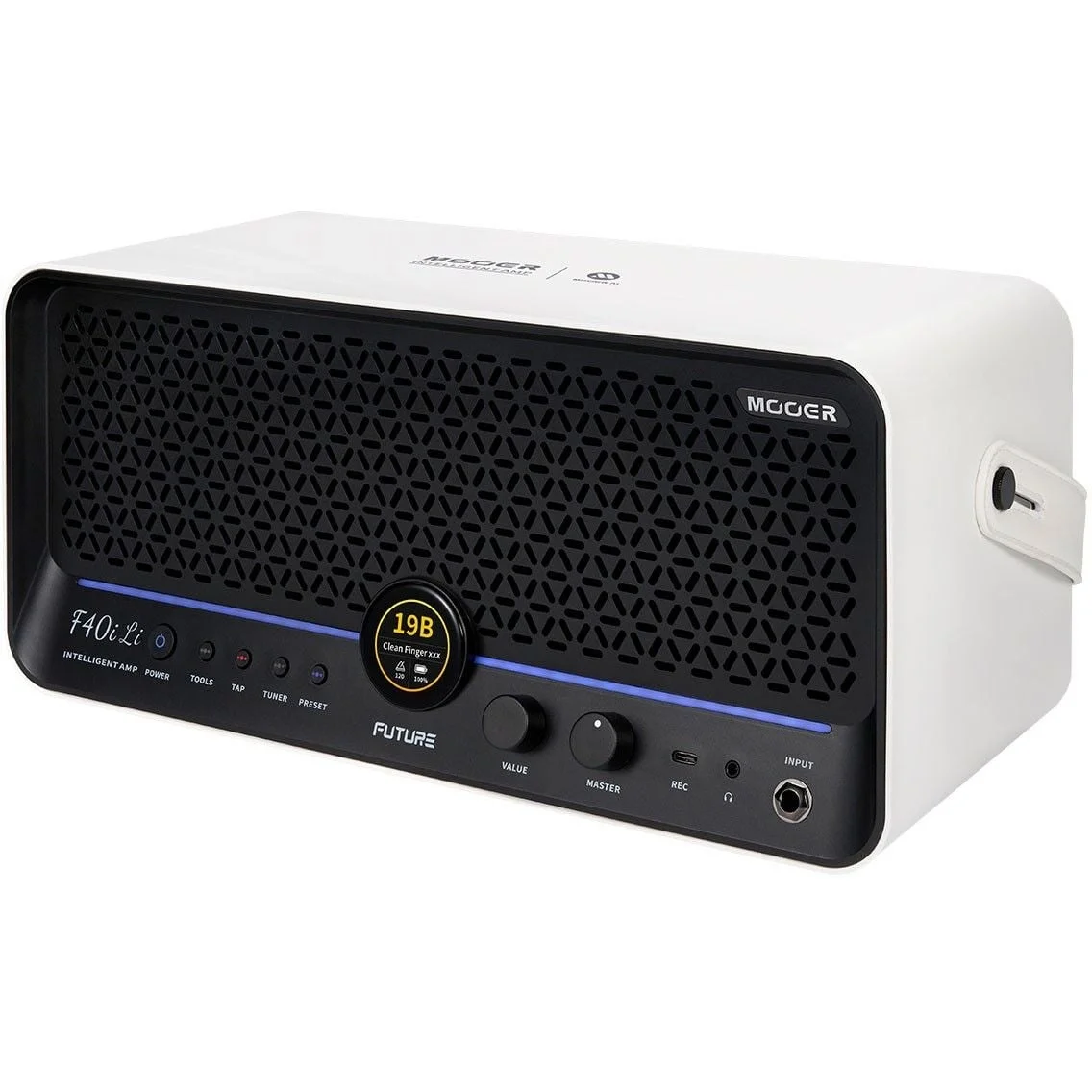 Mooer F40iLI/SWH Şarjlı 40W Stereo Akıllı Gitar Amfisi Snowfall White