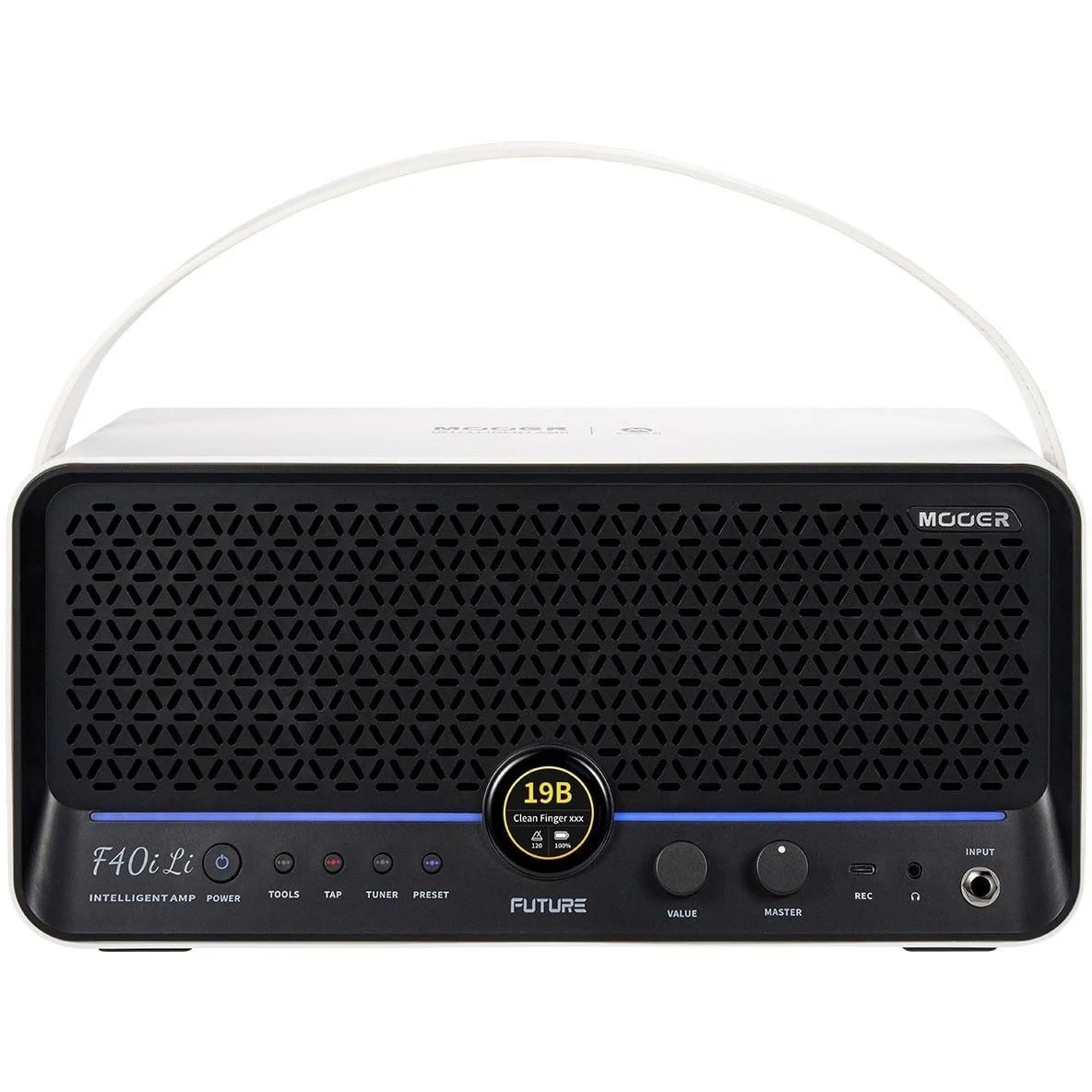 Mooer F40iLI/SWH Şarjlı 40W Stereo Akıllı Gitar Amfisi Snowfall White