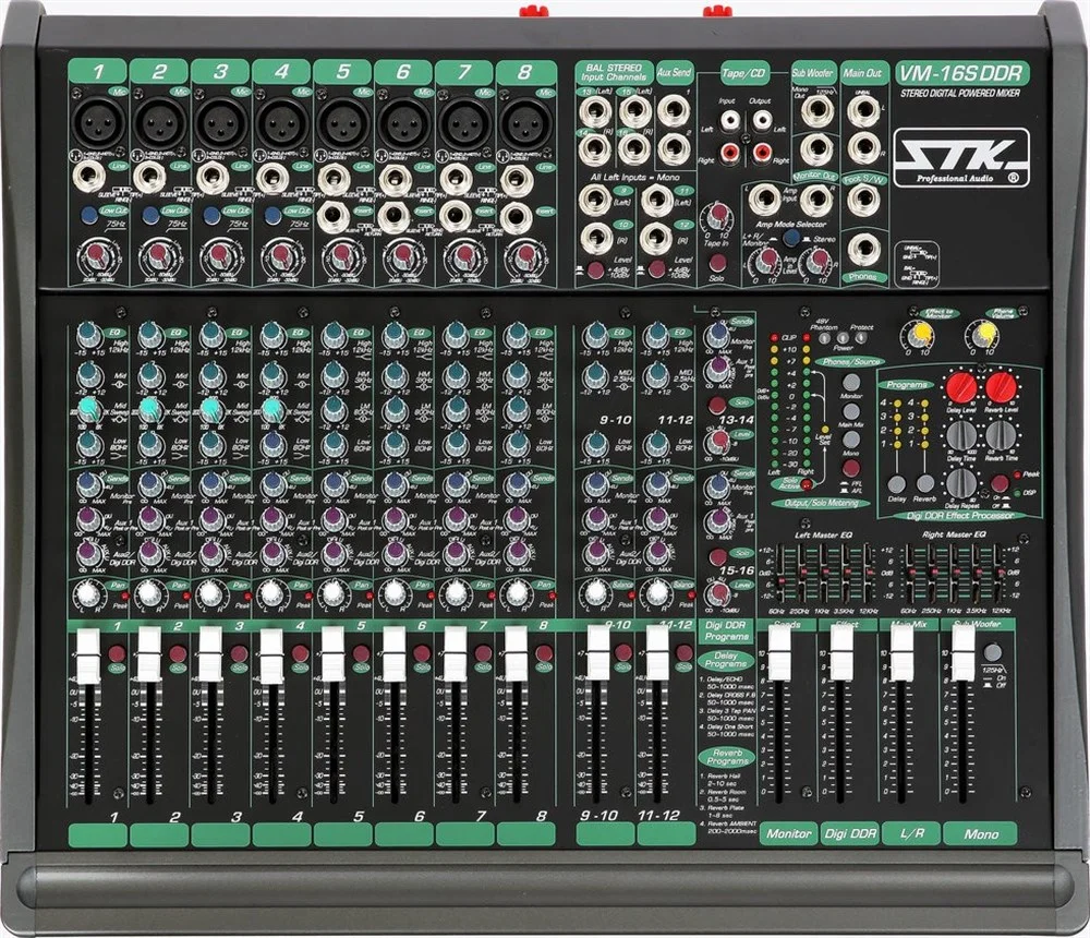 STK Pro VM-16SDDR Powermixer 16-kanal, 2X450W, Çift Efekt, Sub Out