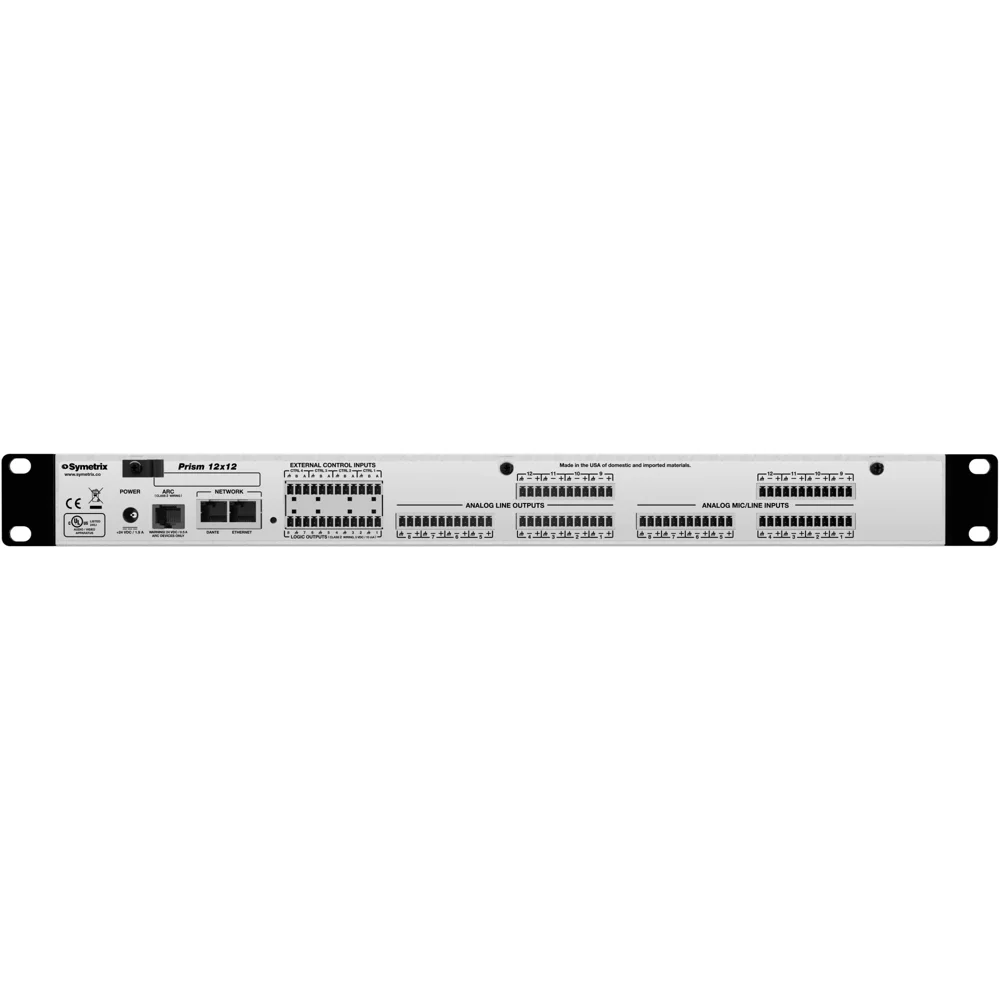 SYMETRIX Prism 12x12 Dante180-0116 12x12 Programmable DSP, 12 mic/line in, 12 line out, 64x64 Dante, ARC