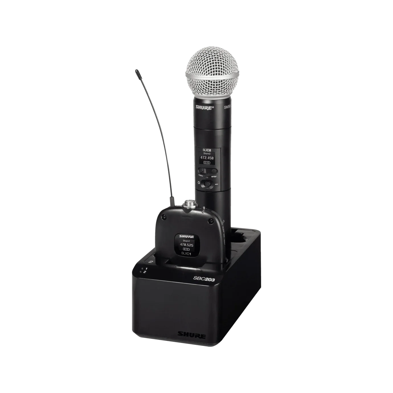 Shure SBC203 Çift Yuvalı Şarj İstasyonu for SLX-D Transmitter için