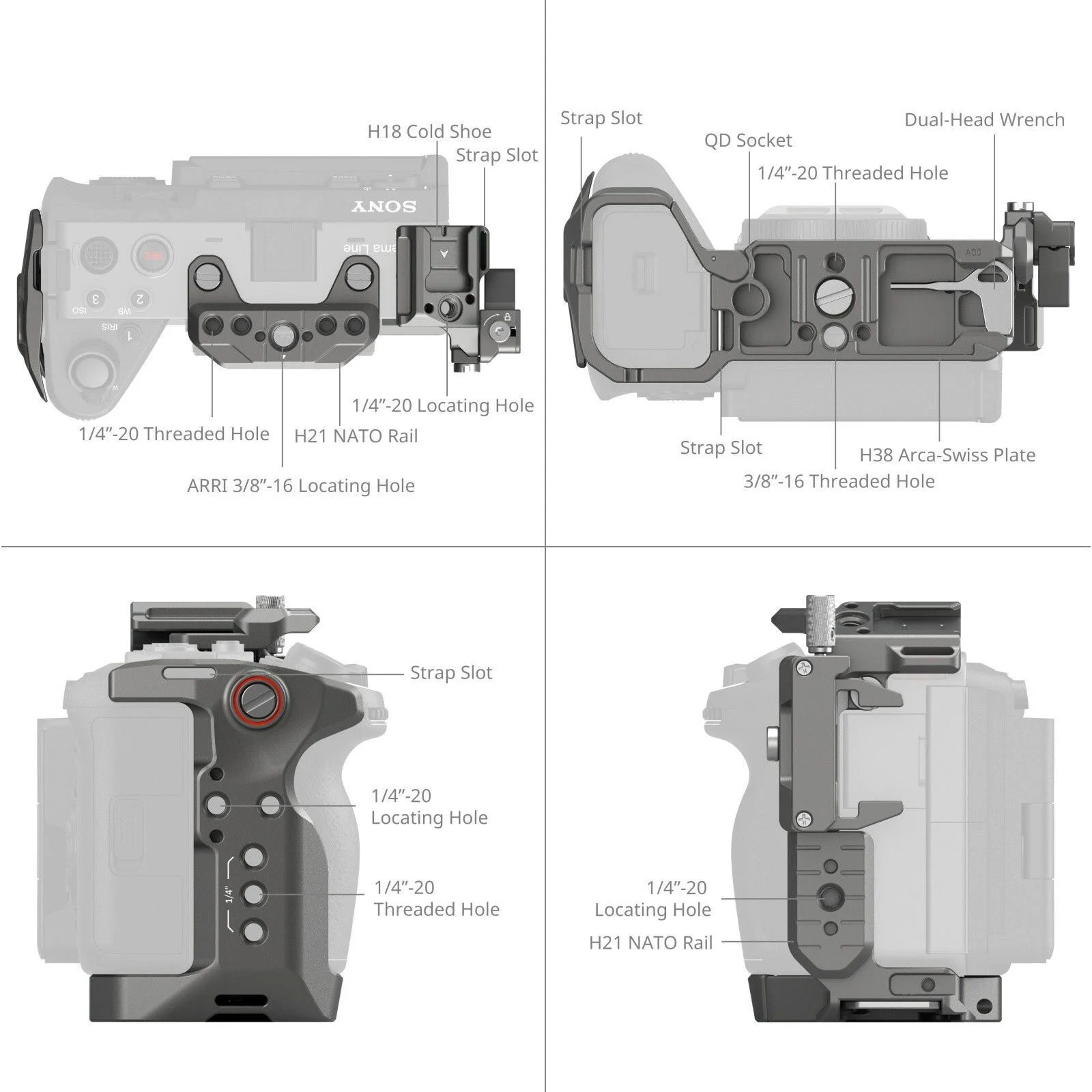SmallRig 4771 Sony FX3 / FX3A / FX30 için HawkLock Hızlı Çıkarma Gelişmiş Kafes Kiti