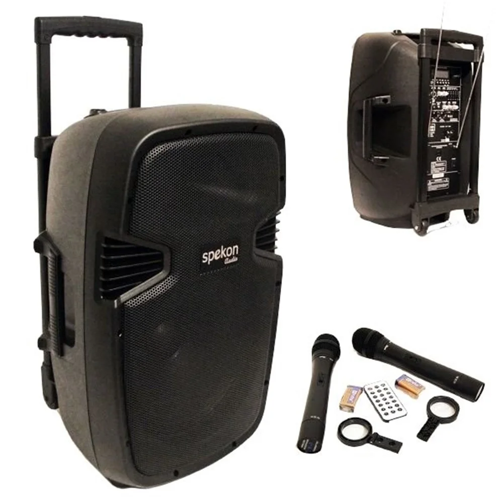 Spekon Port12 12" Portatif Akülü Ses Sistemi 2 Kablosuz Mikrofon Sd/Usb Çalar