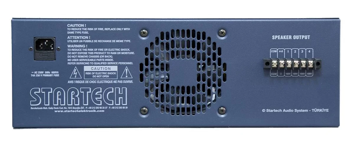 Startech COOPER REV 400-ZV USB 4 Zone Volüm Ayarlı Mikser Amfi 6 input 400W/4-ohm Echo &amp; Reverb, İÇ+DIŞ