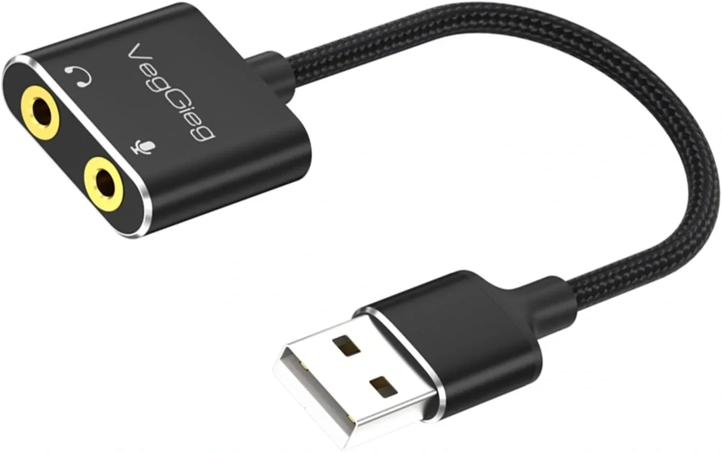 VEG USB Ses Kartı 3.5mm Kulaklık ve Mikrofon Girişli Siyah