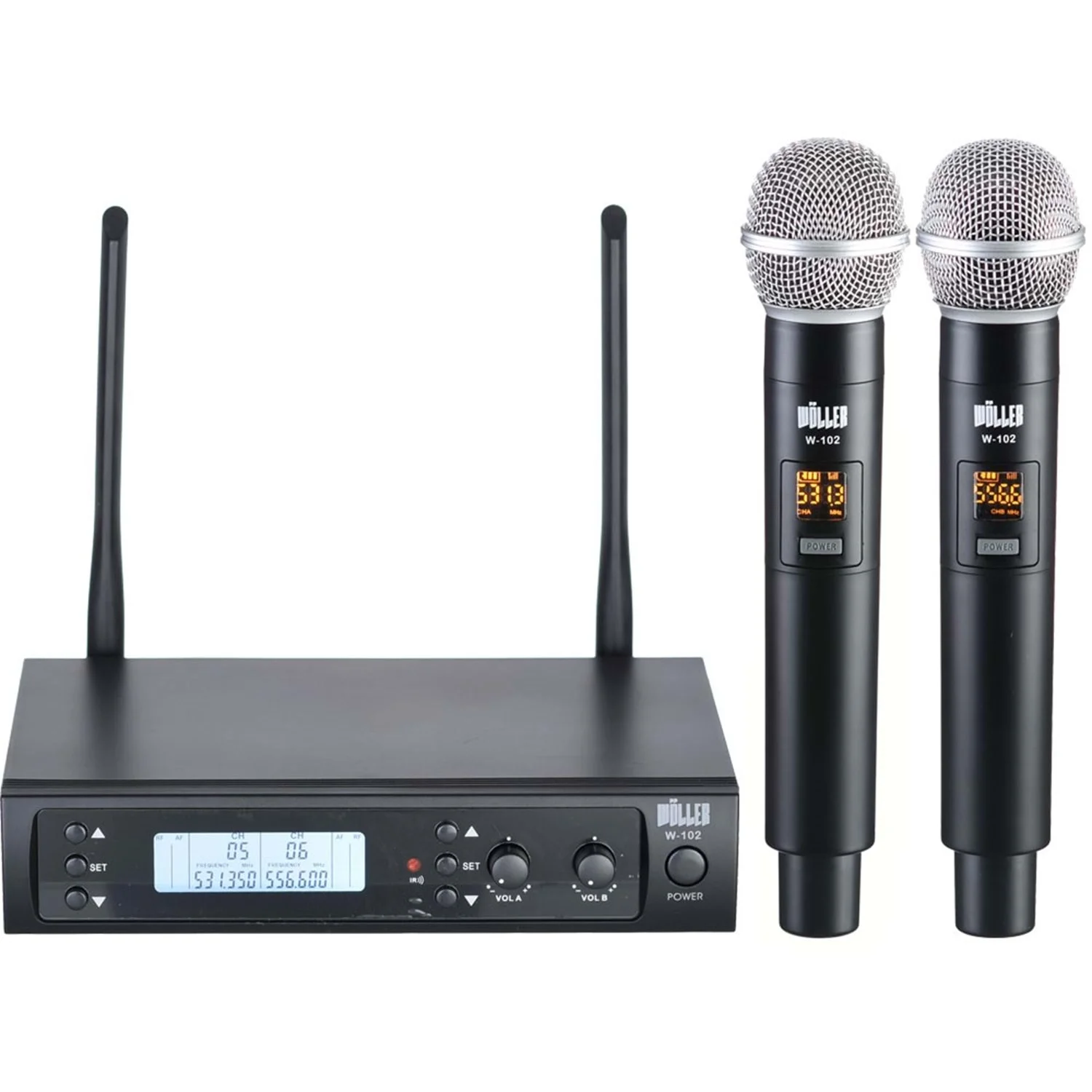 Wöller W-102EE Çift El UHF Kablosuz Mikrofon Seti 2x100 Frekans