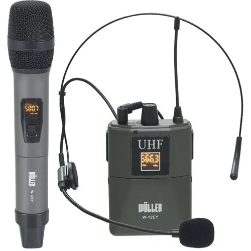 Wöller W-12EY Mobil El + Yaka UHF Kablosuz Mikrofon Seti, 6.3 mm Alıcı