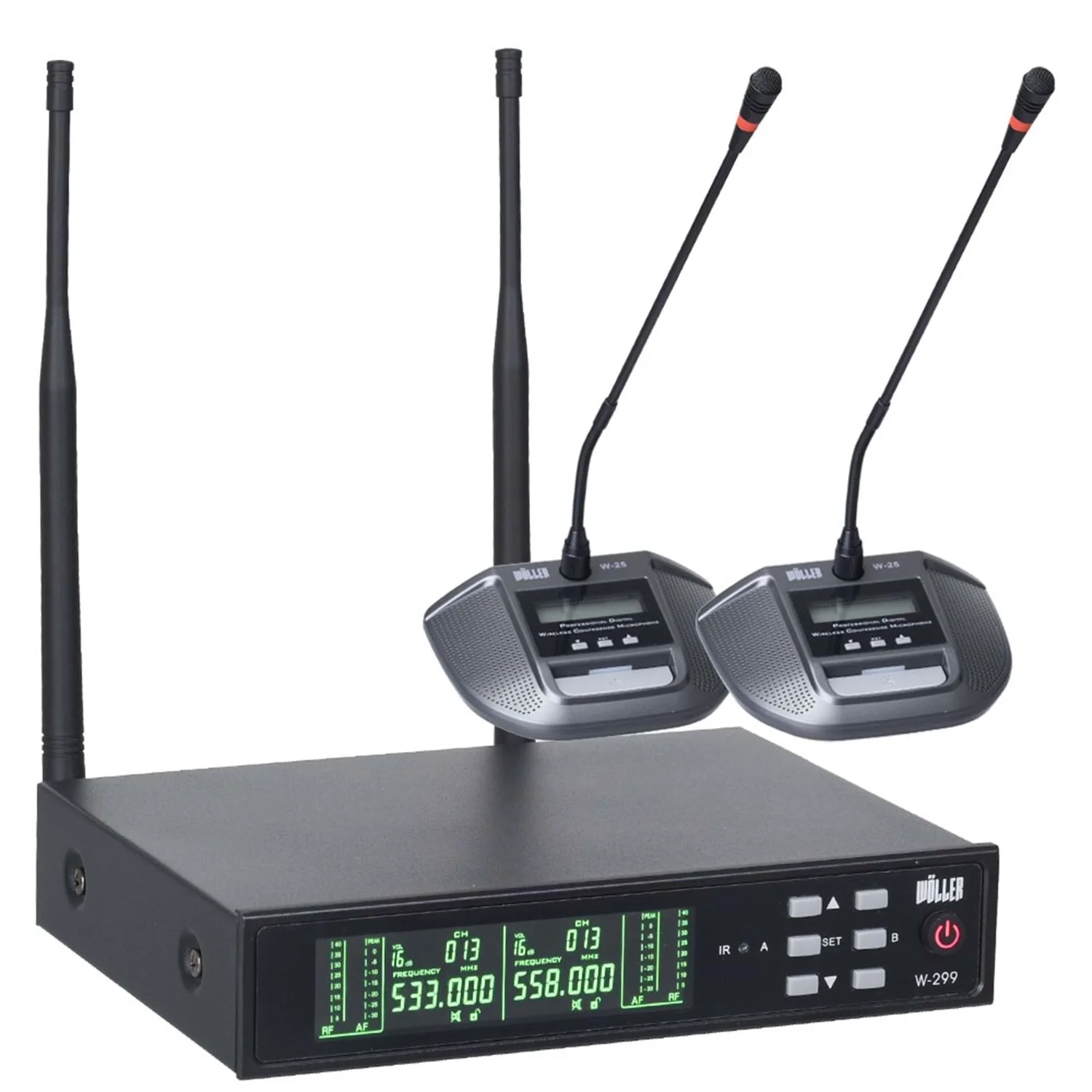 Wöller W-299KK Çift Kürsü UHF Kablosuz Mikrofon Seti 2x99 Kanal