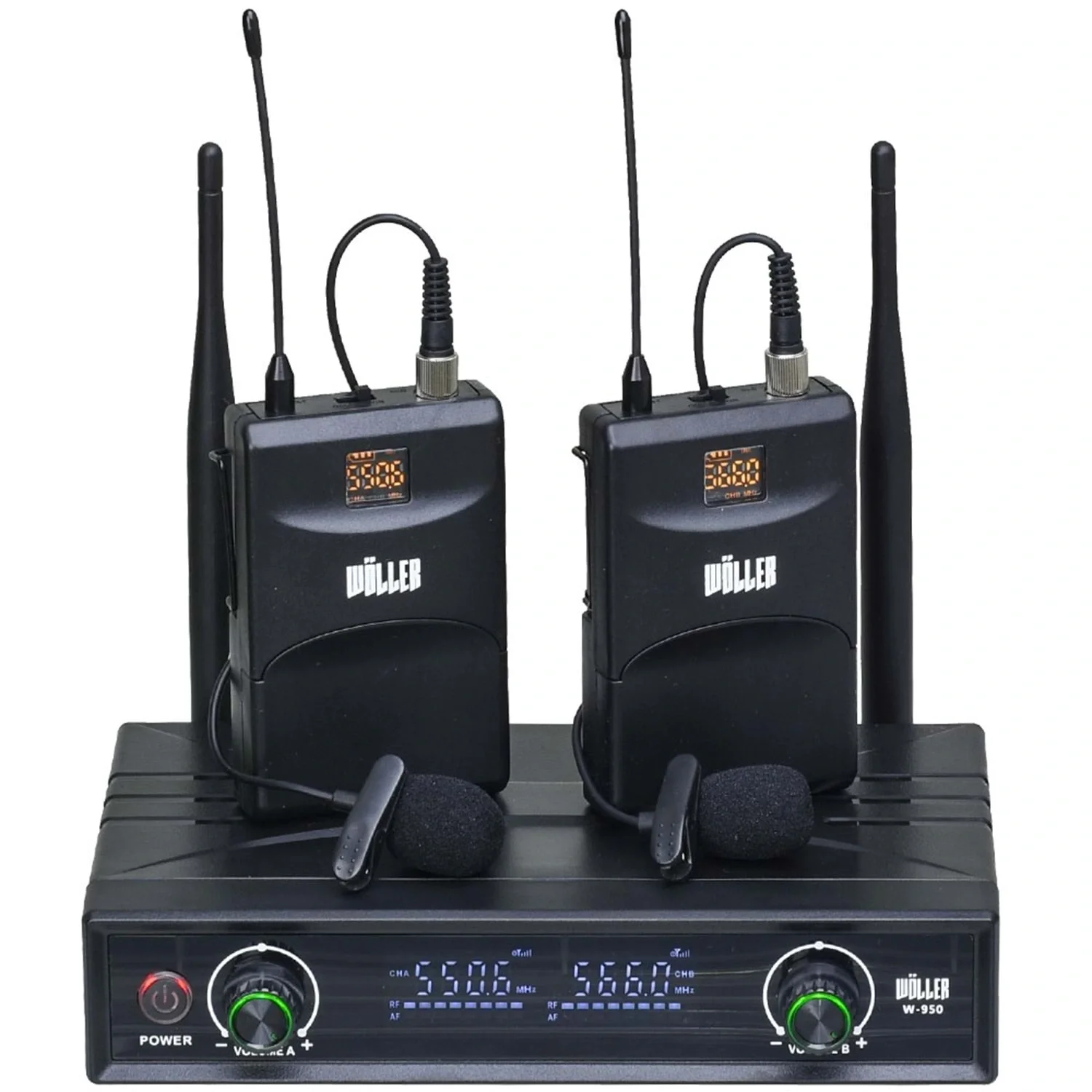 Wöller W-950YY Çift Yaka UHF Kablosuz Mikrofon Seti 2x48 Frekans