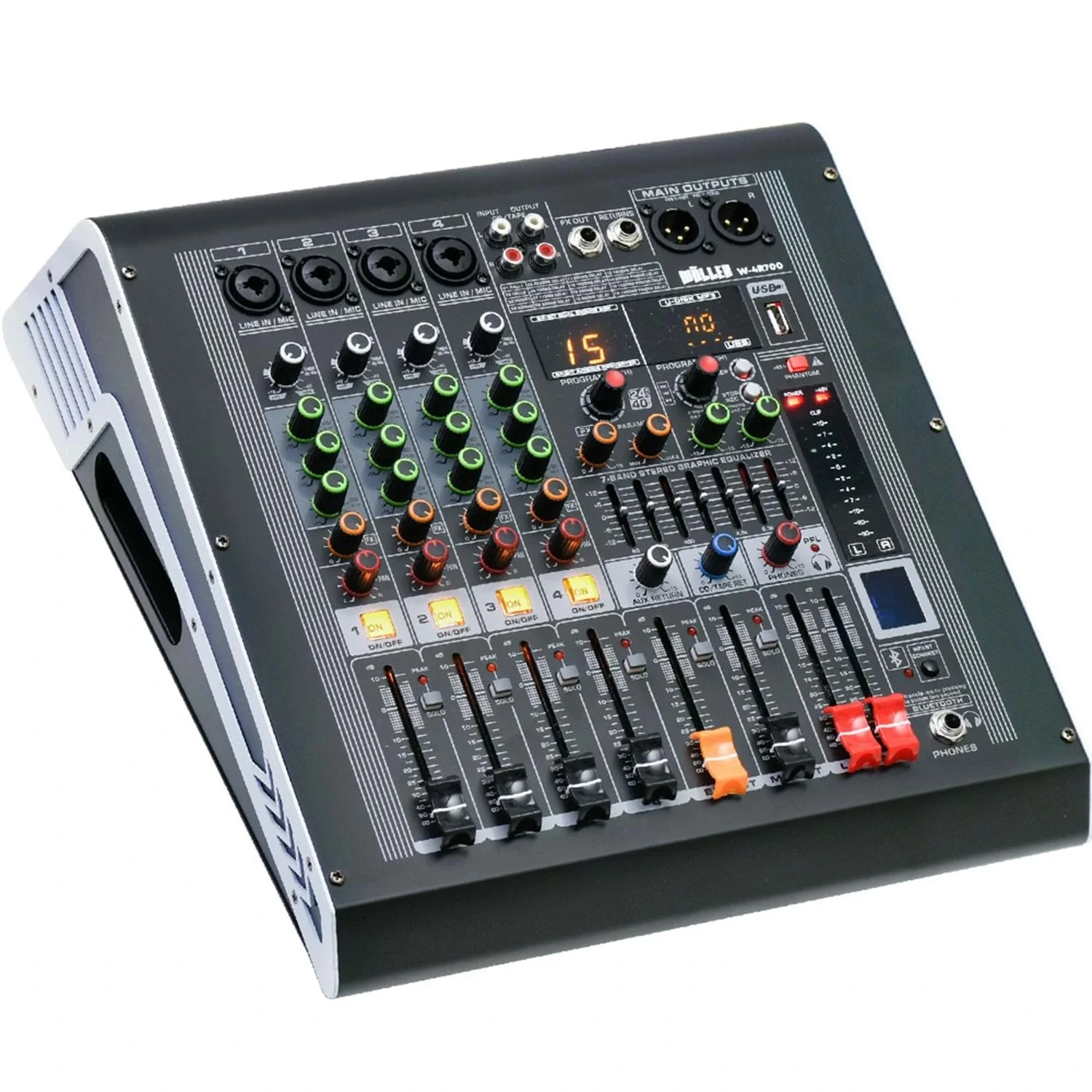 Wöller W4R700 4 Kanal Power Mikser 2x350W, USB, Bluetooth