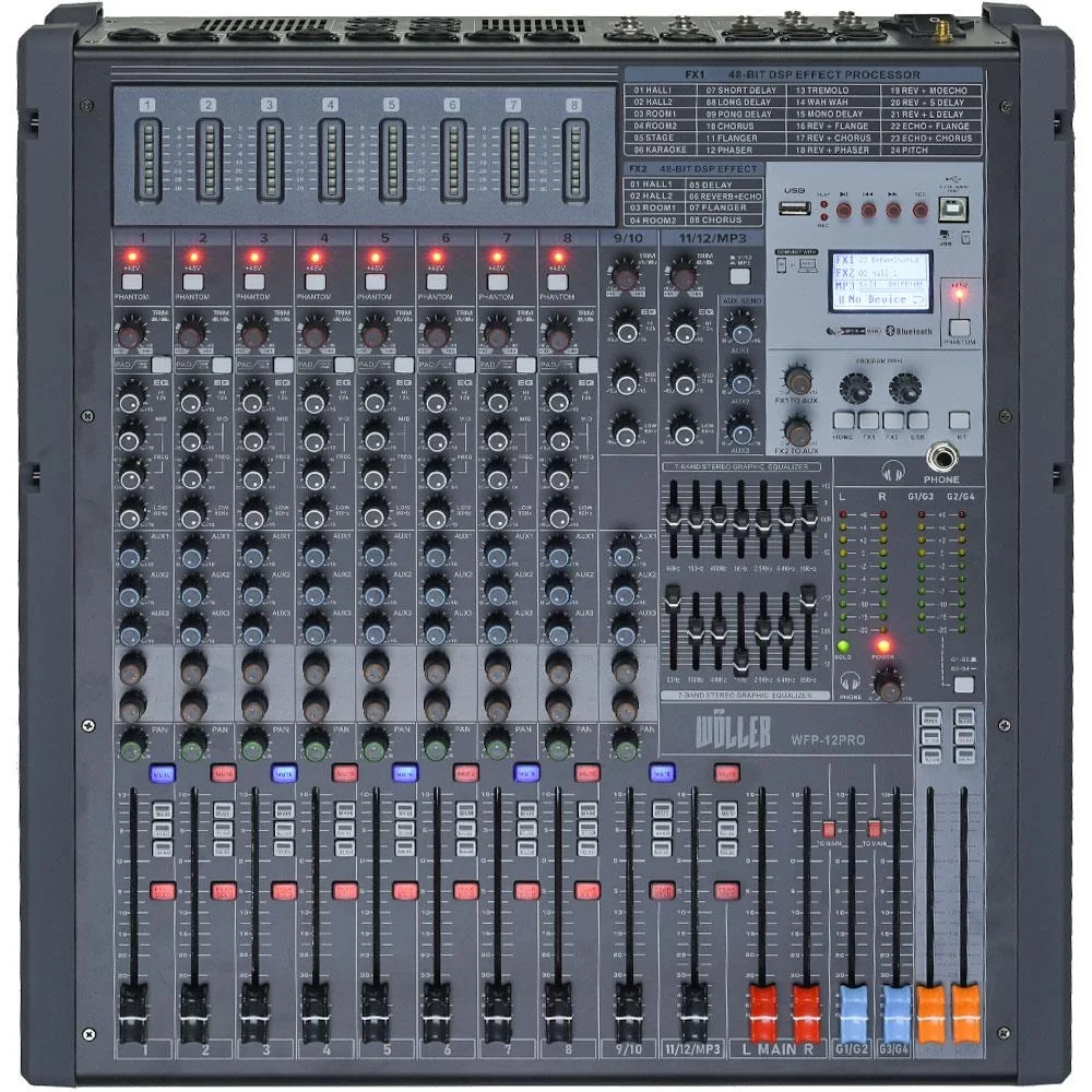 Wöller WFP-12PRO 12 Kanal Power Mikser 2x1500W, DSP Efekt