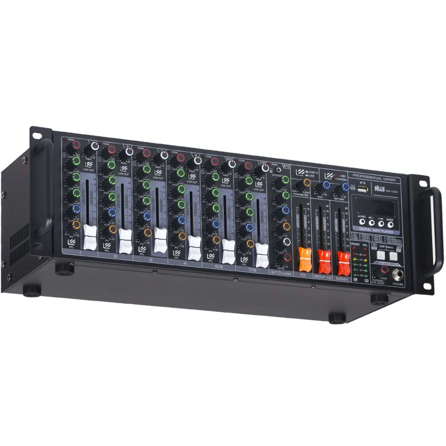 Wöller WR-1000 10 Kanal 19" Rack Mikser, 16 DSP Efekt, USB, Bluetooth