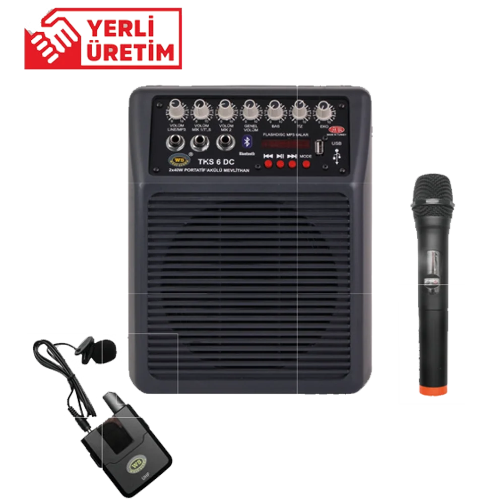 West TKS6DC | 6" Portatif Akülü Amfi Hoparlör | EL + Yaka Mikrofonlu