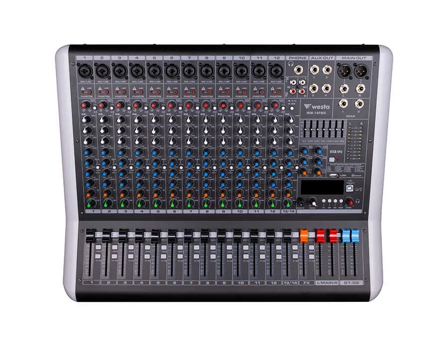 Westa WM-14PMX 14 Kanal 2x600W Powermixer USB / Bluetooth, 4-aux