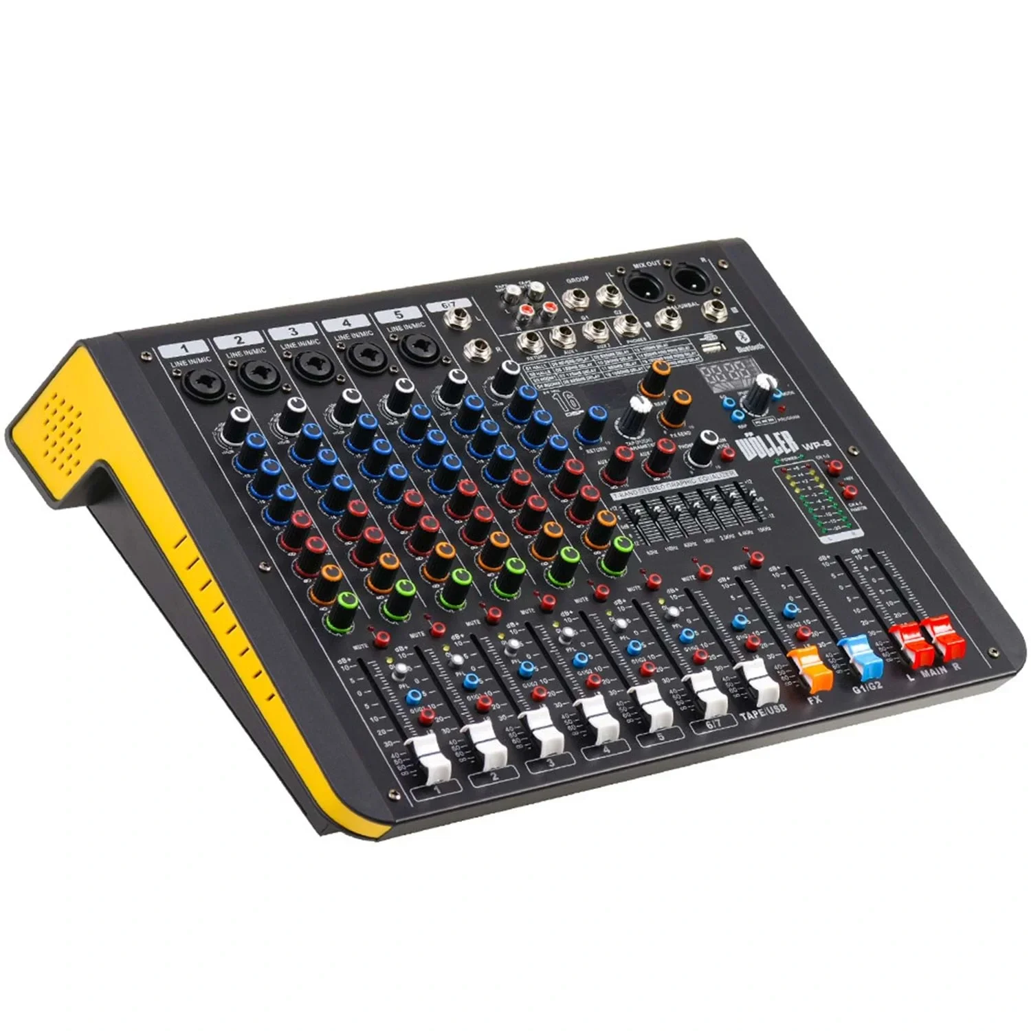 Wöller WP-6 Powermixer 6-kanal 2x250W/4-ohm USB/BT