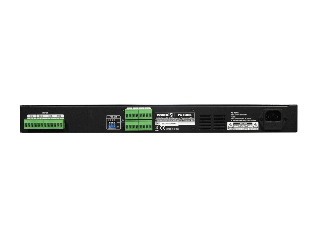 Work PA-4500L Quad Power Amplifikatör 4x500W/100V