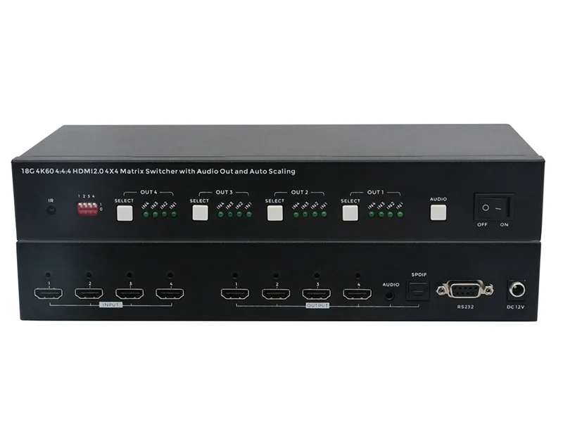 Wox CE-MX44-H2 Lite: 4x4 Matrix Switcher, 4K60 HDMI2.0, EDID management